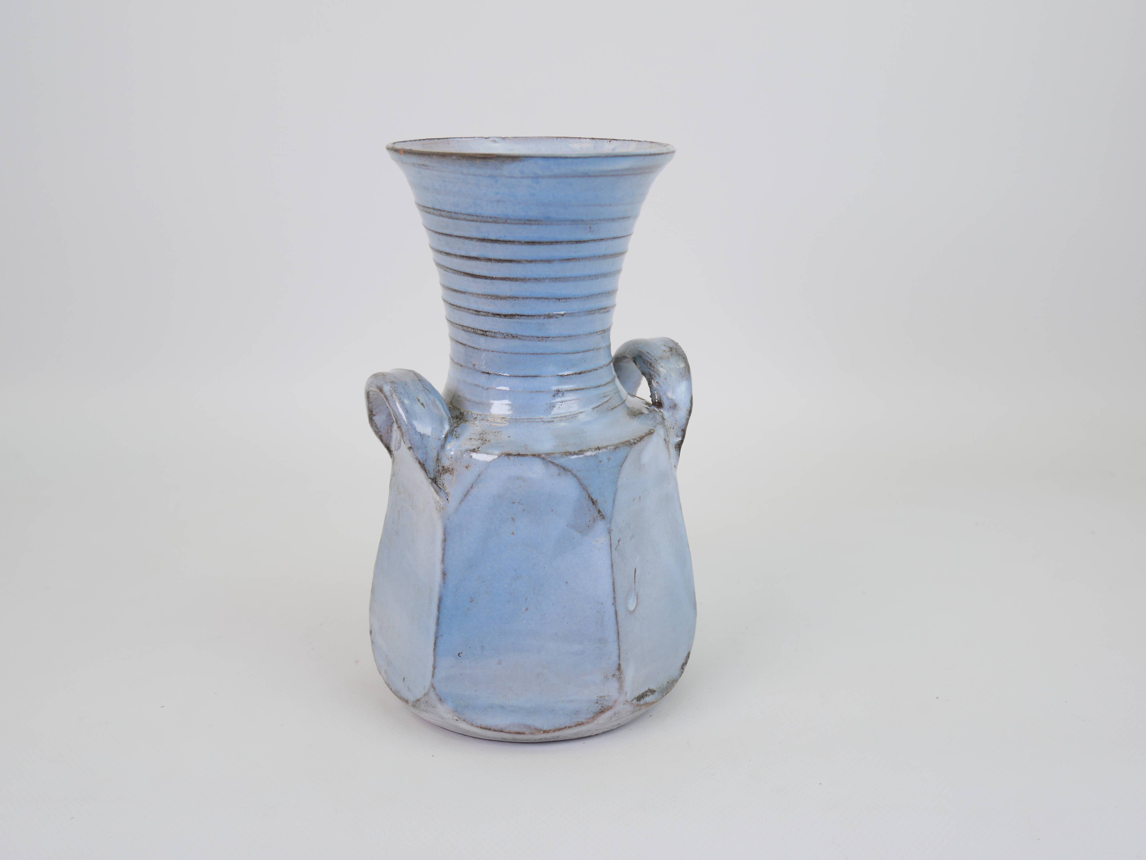 Sky blue glazed ceramic vase