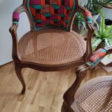 Pair of two wax back and cannage seat