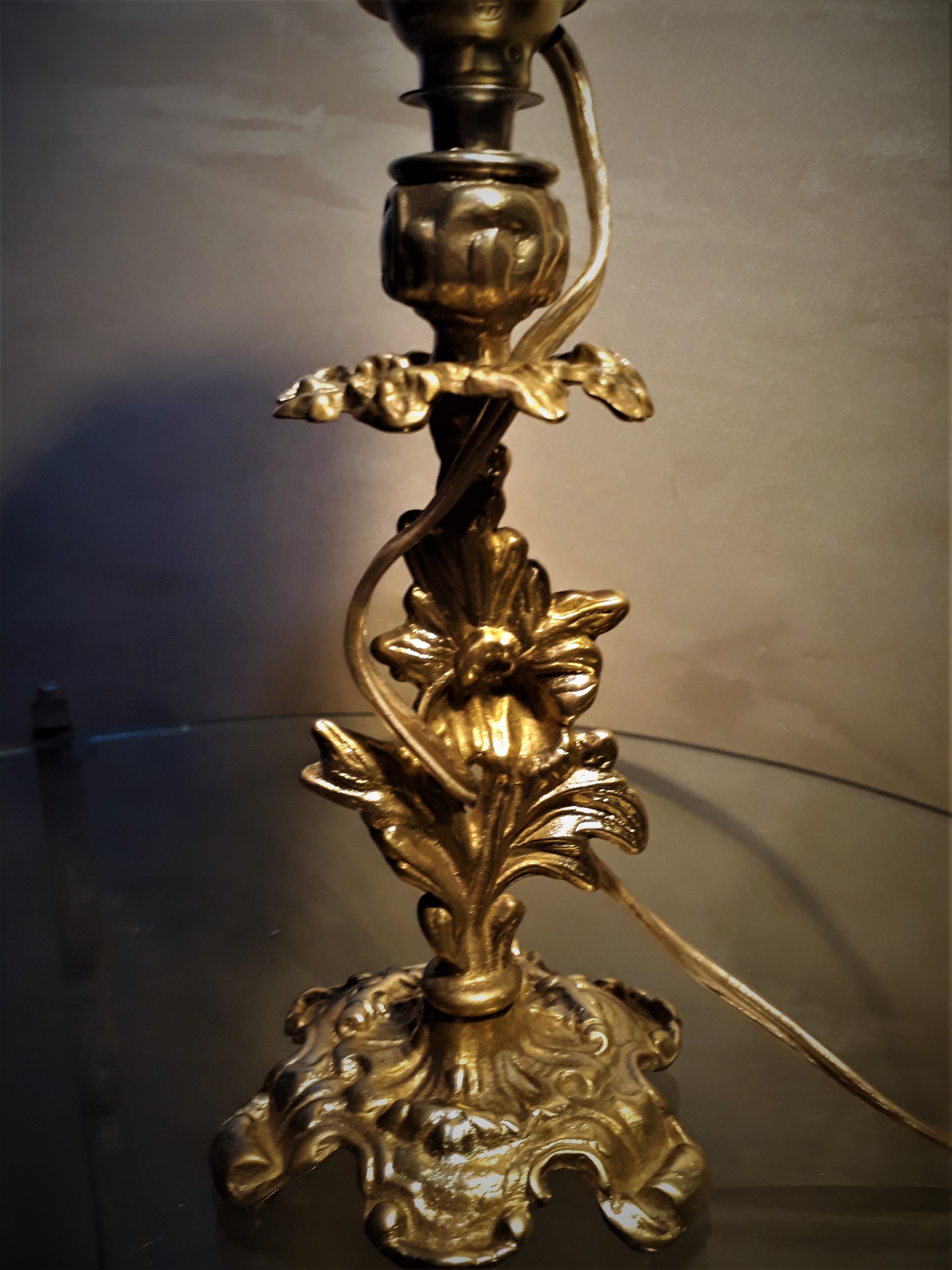 Lampe bronze art nouveau tulipe pressed muller degue schneider 32x10 art deco