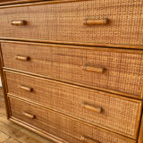 Vintage rattan chest of drawers