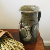 Large 80's varnished sandstone pitcher