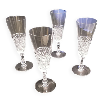 4 Baccarat champagne flutes from the 70s