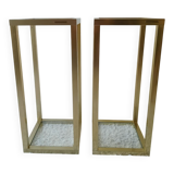 Paire de sellettes consoles dorées vintage 70’s signées Pierre Vandel