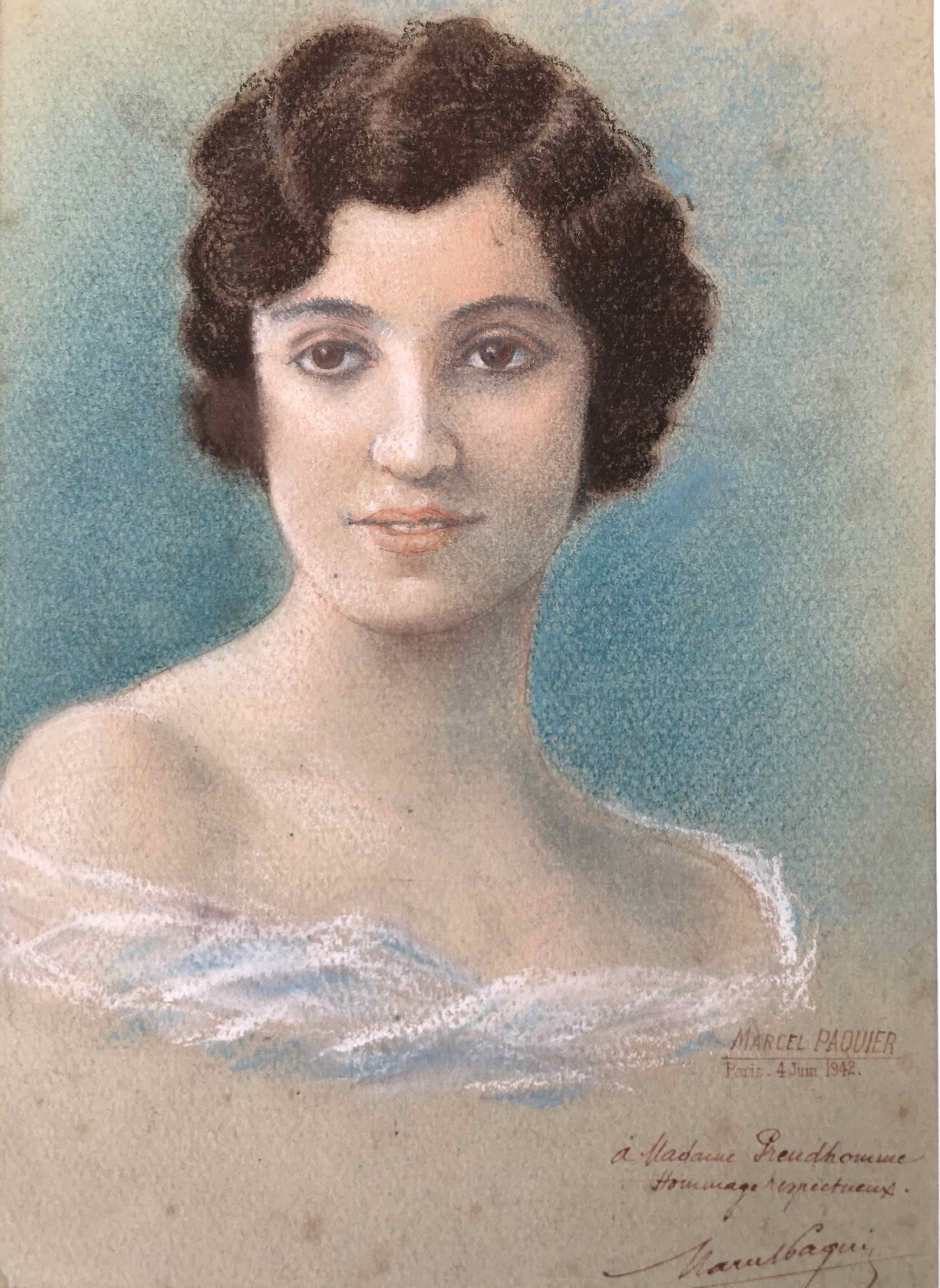 Portrait hommage de 1942 au pastel