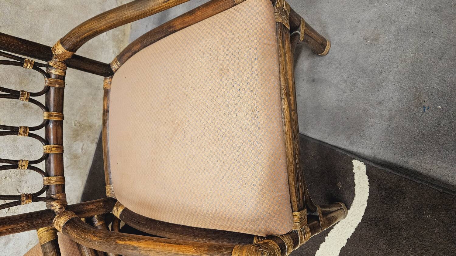 Set of 4 bamboo armchairs from the 80s