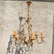 Retro bronze and crystal tassel chandelier - 6-light pendant lamp