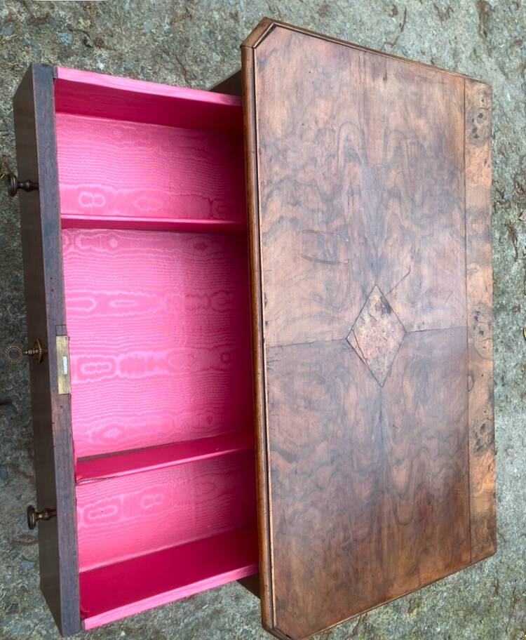 Small Louis Philippe style chest of drawers in burr walnut