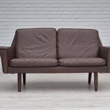 1970s, Danish 2-seater sofa, original brown leather.