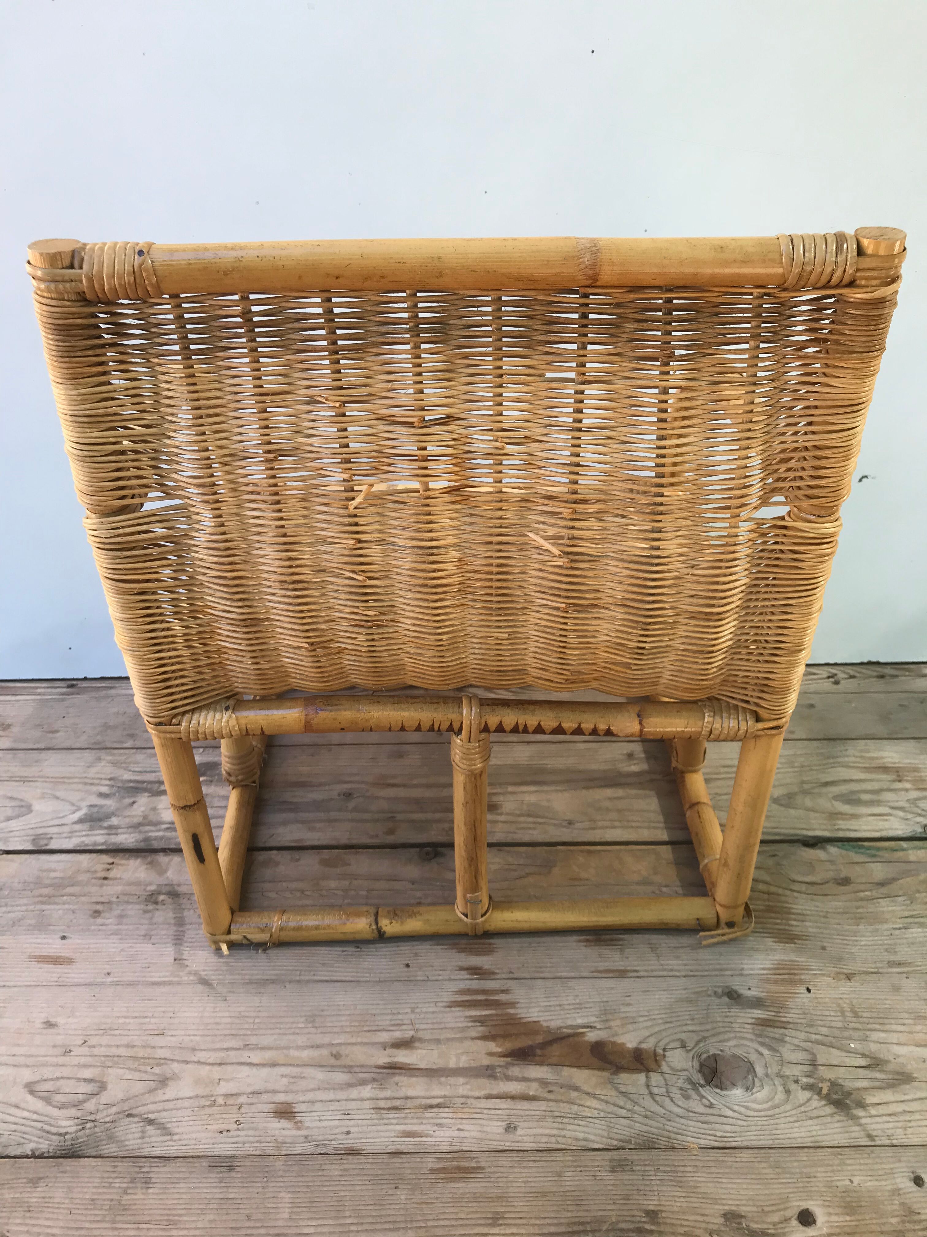 Ancient child rattan armchair 60s