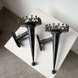 Black metal brutalist wall lights