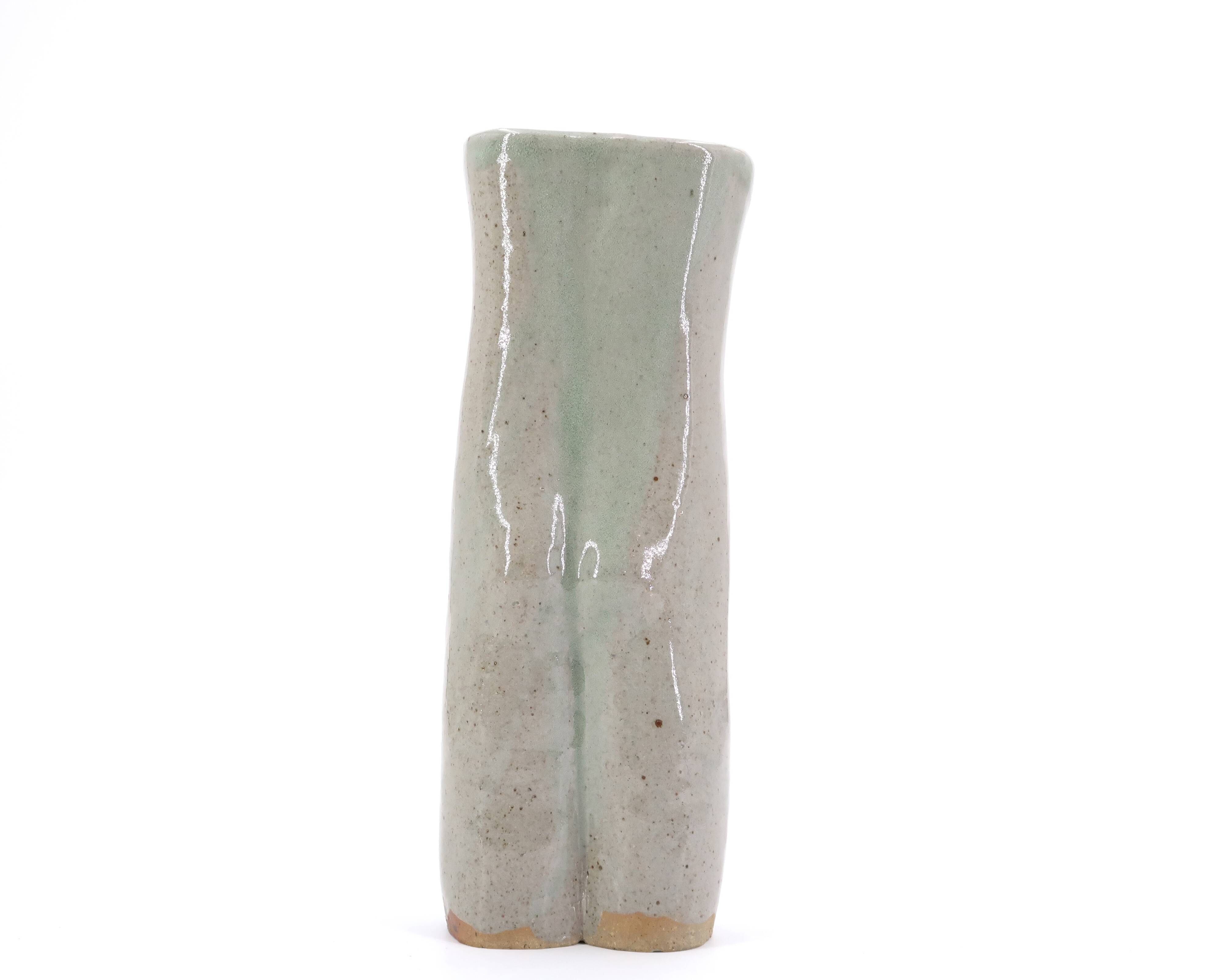 Anthropomorphic Celadon ceramic vase by Martin Hammond