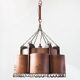 Large Scandinavian copper and wood pendant lamp circa 1970