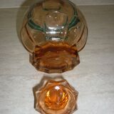 Art Deco carafe in pink transparent glass with cap