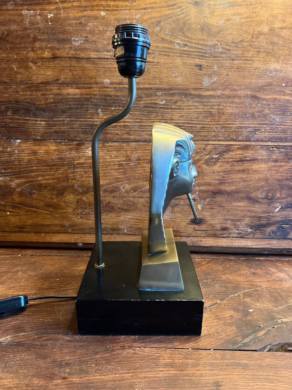 Lampe pharaon en bronze de style Hollywood Regency