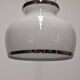 Suspension in white opaline with chrome trim, France circa 1970.