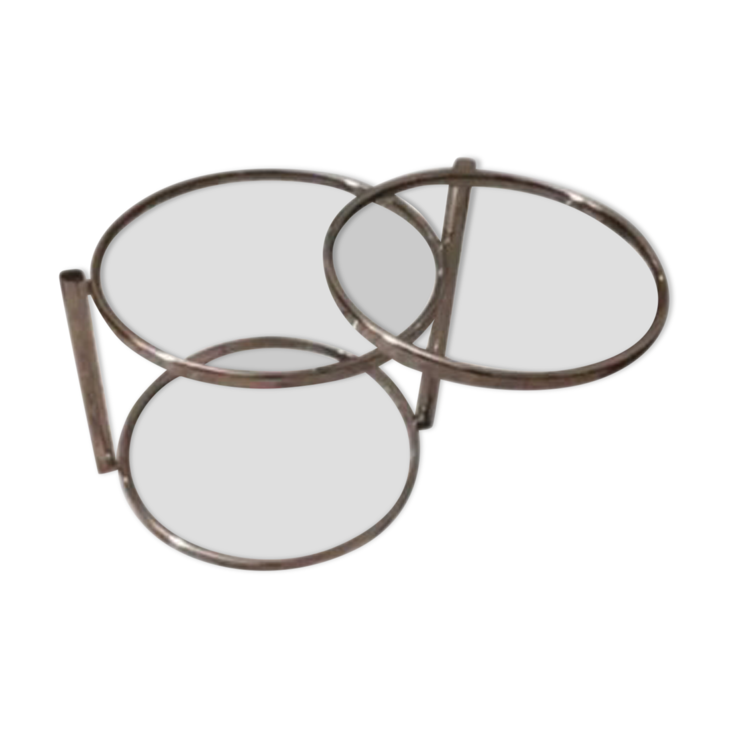 Round coffee table in glass and chrome 2 removable trays