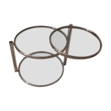 Round coffee table in glass and chrome 2 removable trays