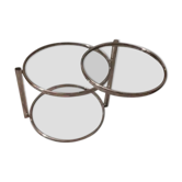 Round coffee table in glass and chrome 2 removable trays