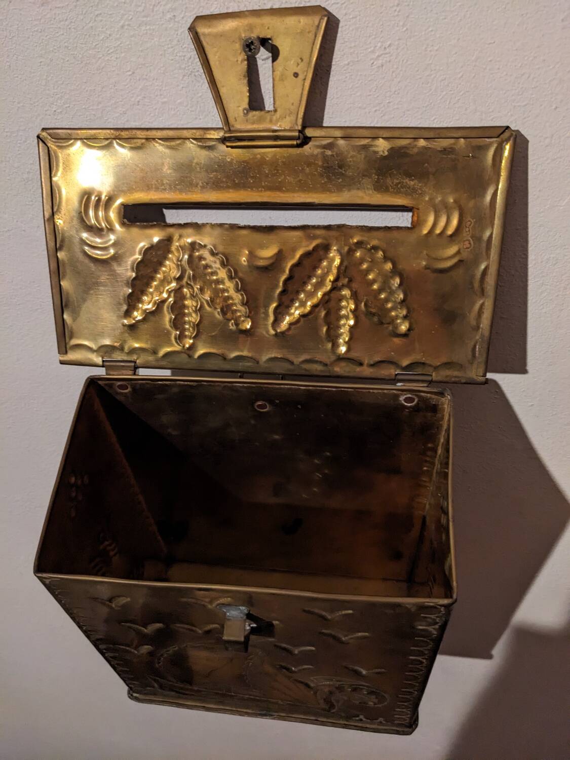 Gold metal mailbox