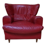 Vintage red leather Lounge Chair by Calia Italia, 1990s