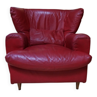 Vintage red leather Lounge Chair by Calia Italia, 1990s