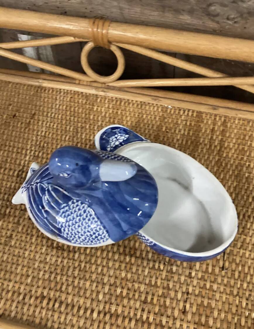 Boîte canard céramique bleu