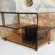 Vinyl or hifi furniture - smoked plexiglass and brass - 1970