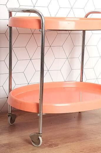 Desserte table roulante orange