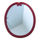 Oval mirror, red enamelled metal in Art Deco style, 49 x 39 cm.
