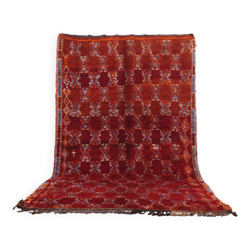 Tapis marocain vintage rouge 203 x 342 cm - Tapis berbère - Tapis en laine fait main rare