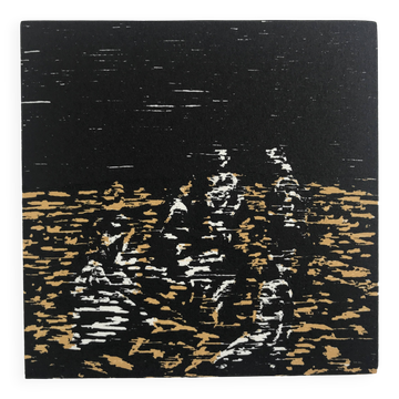 Jan peter thorbecke, mädchen am stand, 2002. woodcut signed in pencil