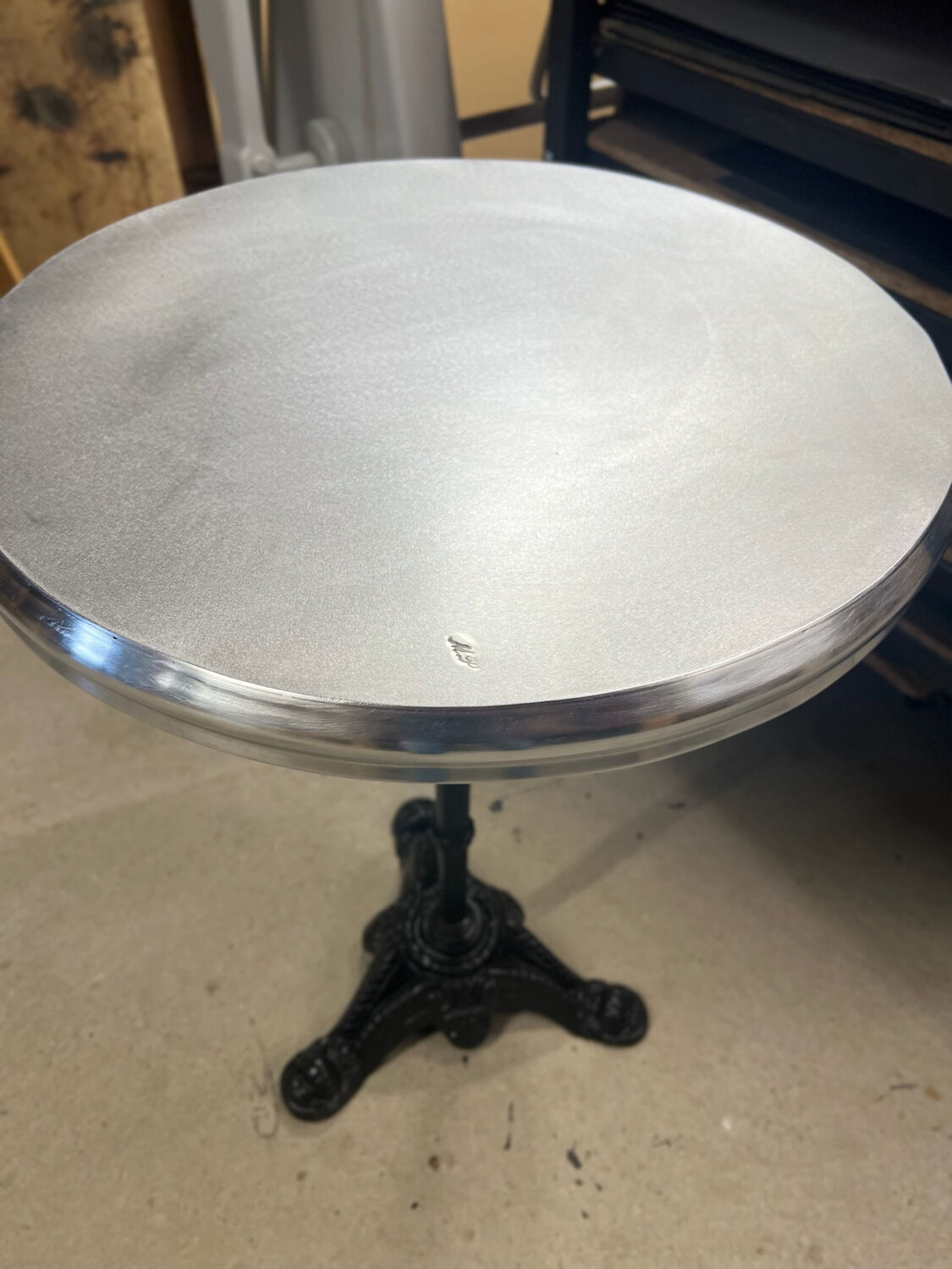 Bistro table with zinc top