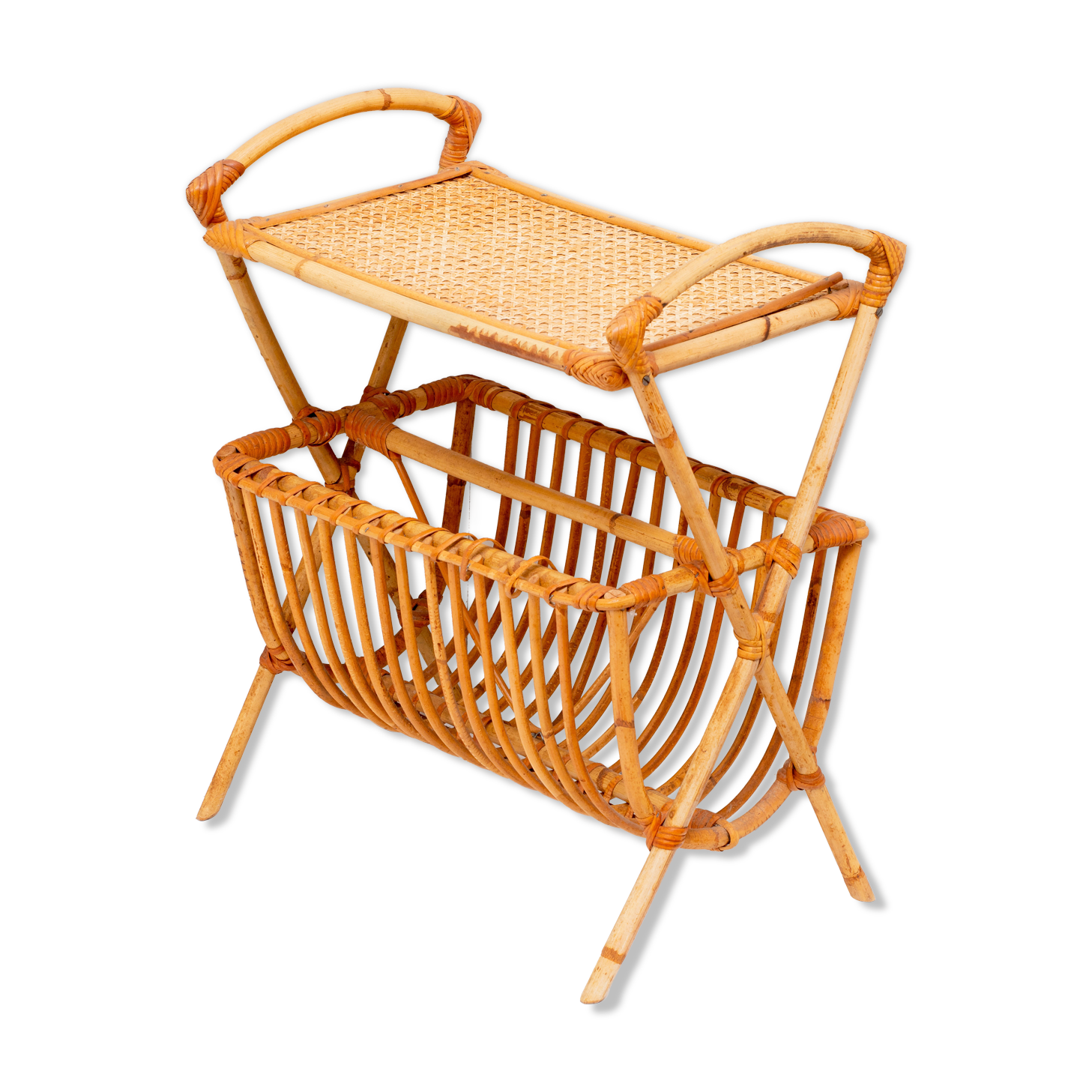 Rattan and caning magazine rack