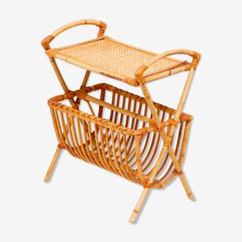 Rattan and caning magazine rack