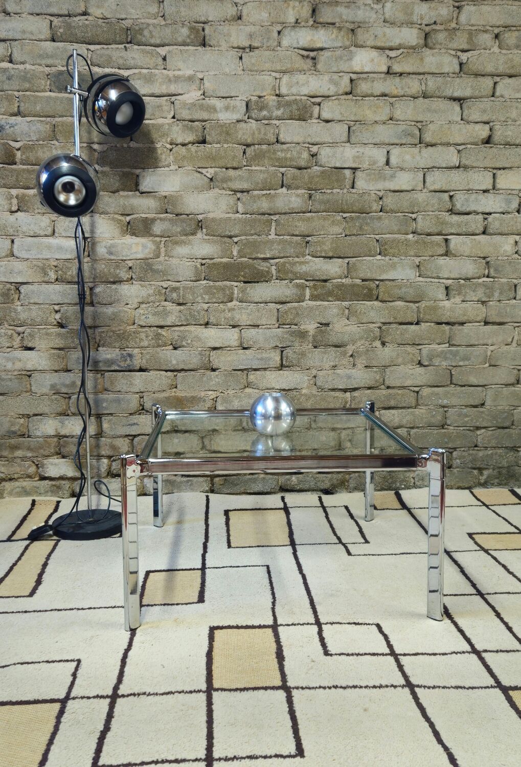 Chrome and glass coffee table, 1970
