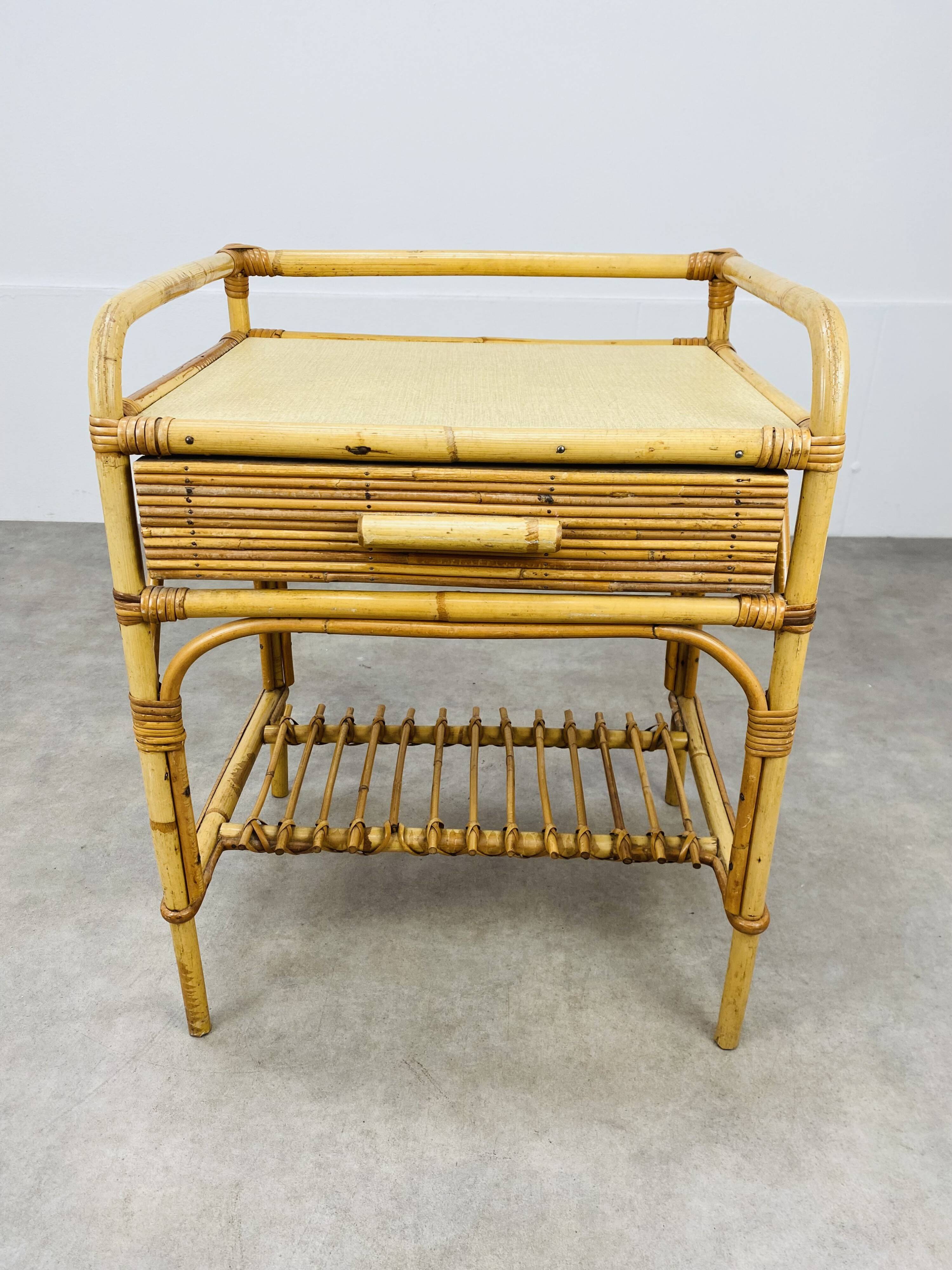 Vintage rattan bedside 60s