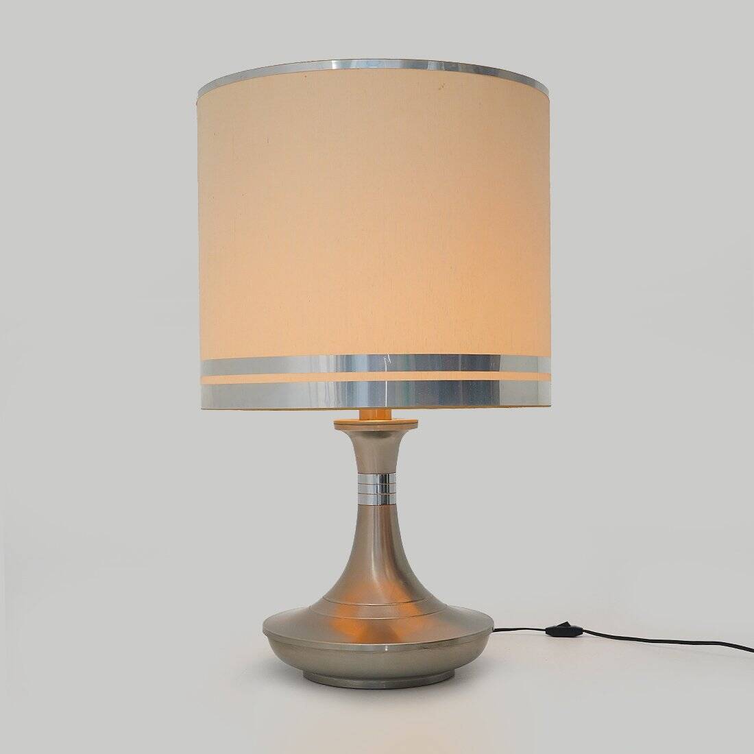 Metal table lamp with fabric shade, 1970s