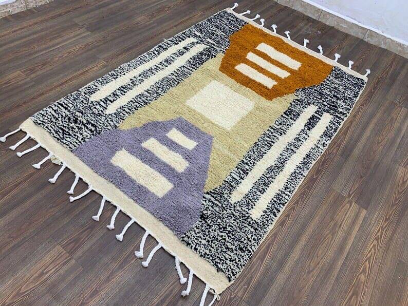 Traditional handmade wool rug, size 100 x 200 cm