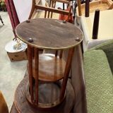 Vienna Secession coffee table in oak and brass, Czechoslovakia, 1920s.