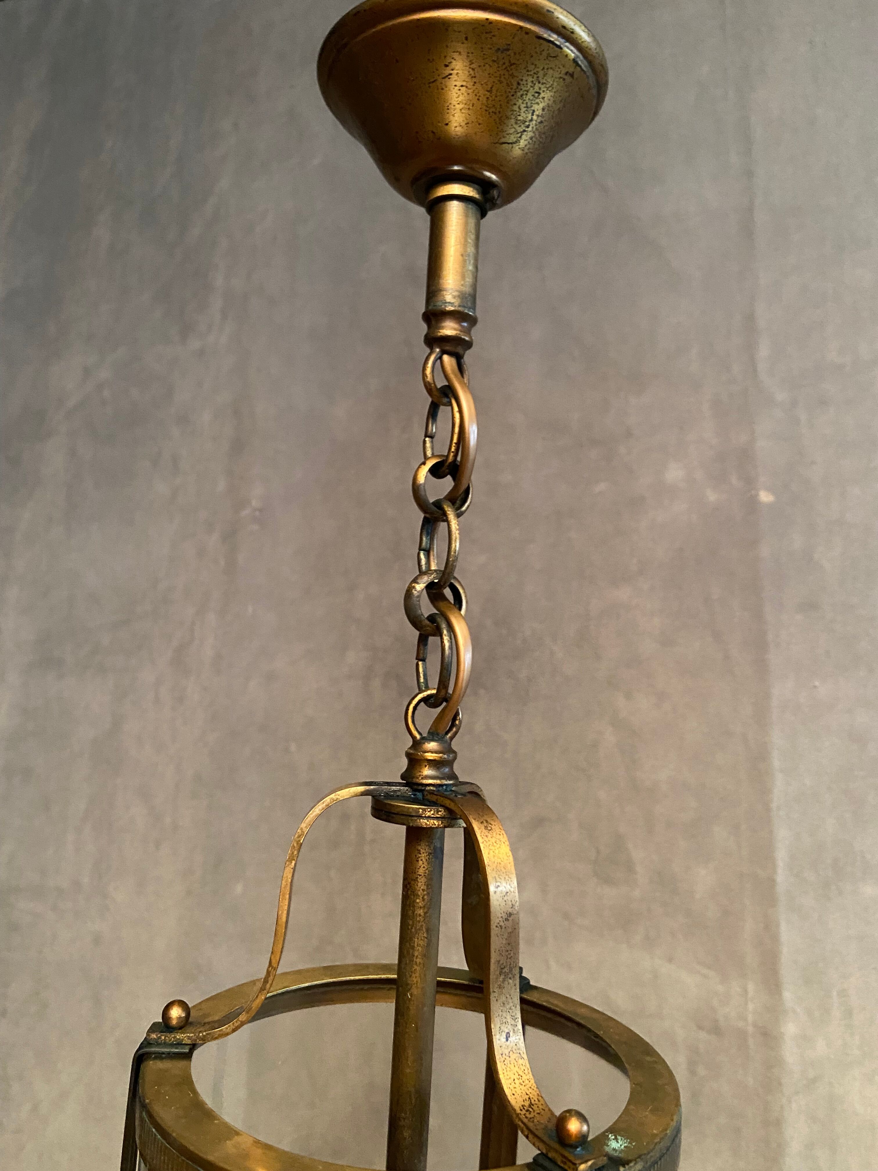 Brass vestibule lantern chandelier and glass cylinder