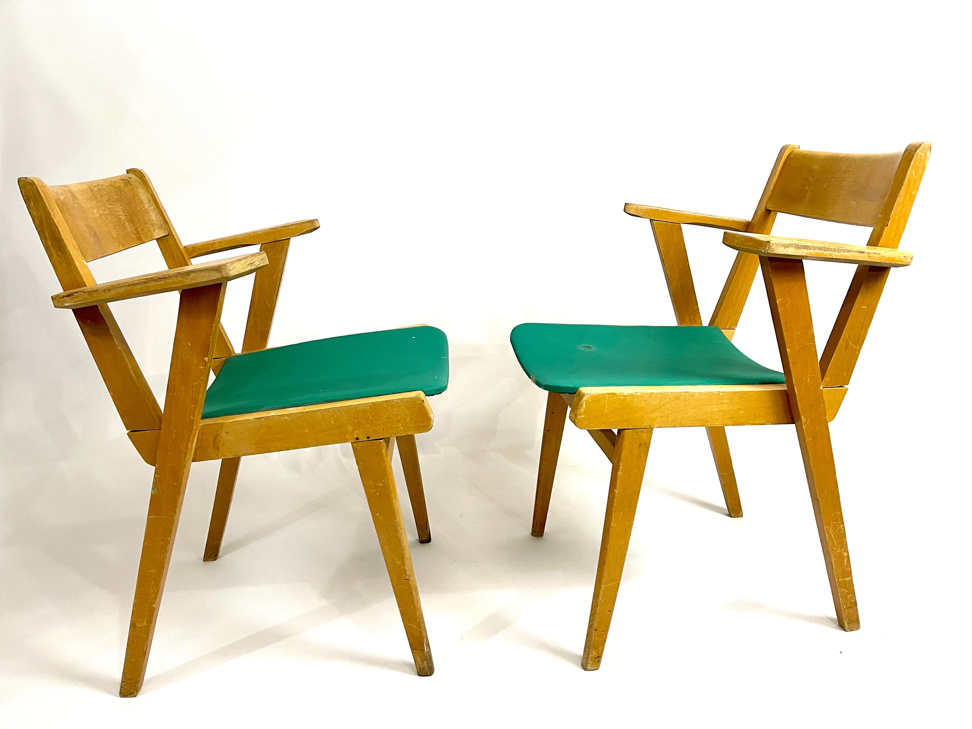 Pair of chair chair bridge design vintage 50