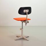 Ahrend De Cirkel Industrial Desk Chair with Orange Fabric Upholstery 1950s
