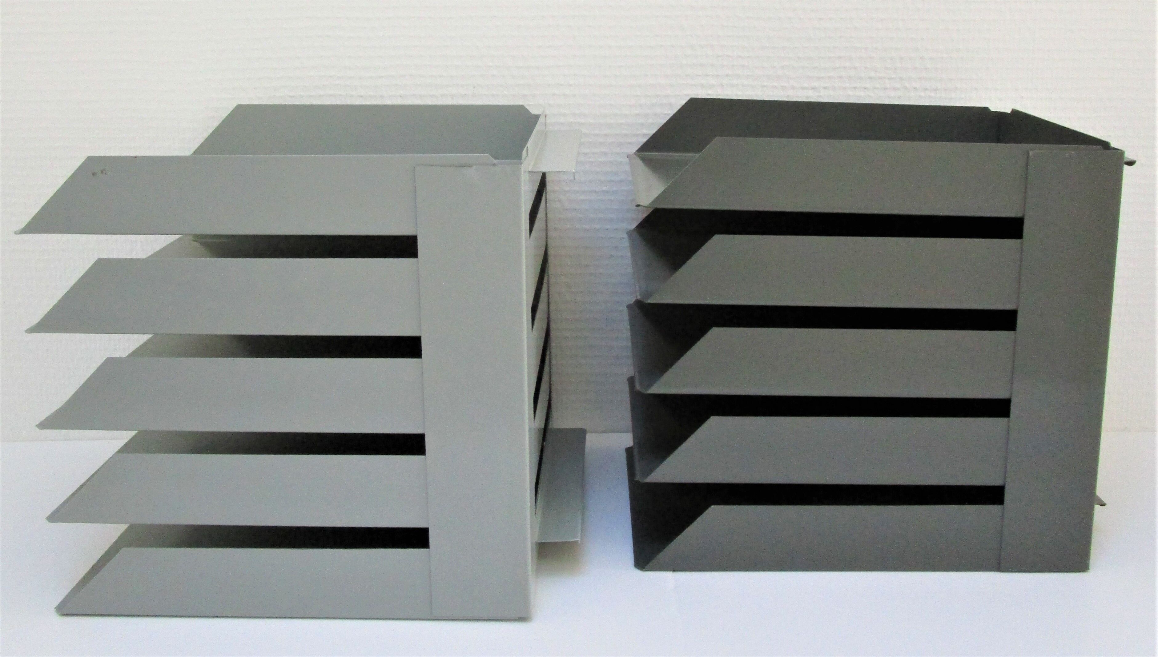 Two vintage lacquered steel desk sorters