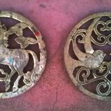 Pair of flat bottoms "licorne and birds"