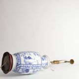 French Blue & White Willow Porcelain Table Lamp, by Louis Drimmer, Limoges