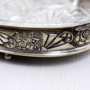 Art Deco silver metal tray with 4 ramekins