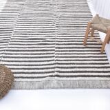 Tapis vintage à rayures marron et blanc 8x10, 265x300 cm SK 240422