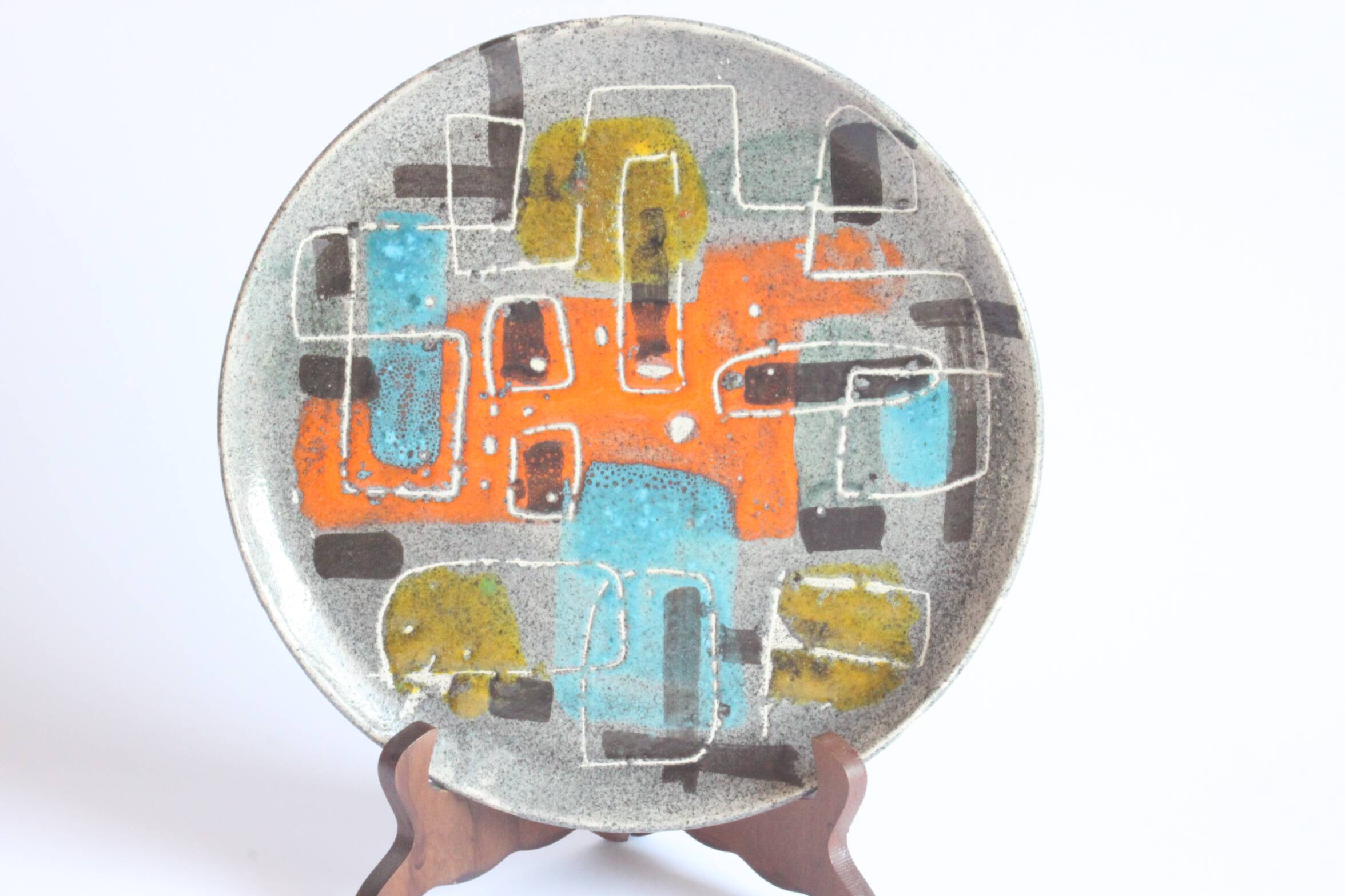 Assiette géométrique abstraite par Gehel Paris, 1960