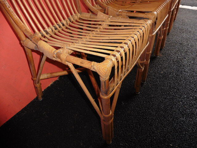 4 vintage wicker and rattan chairs 1970