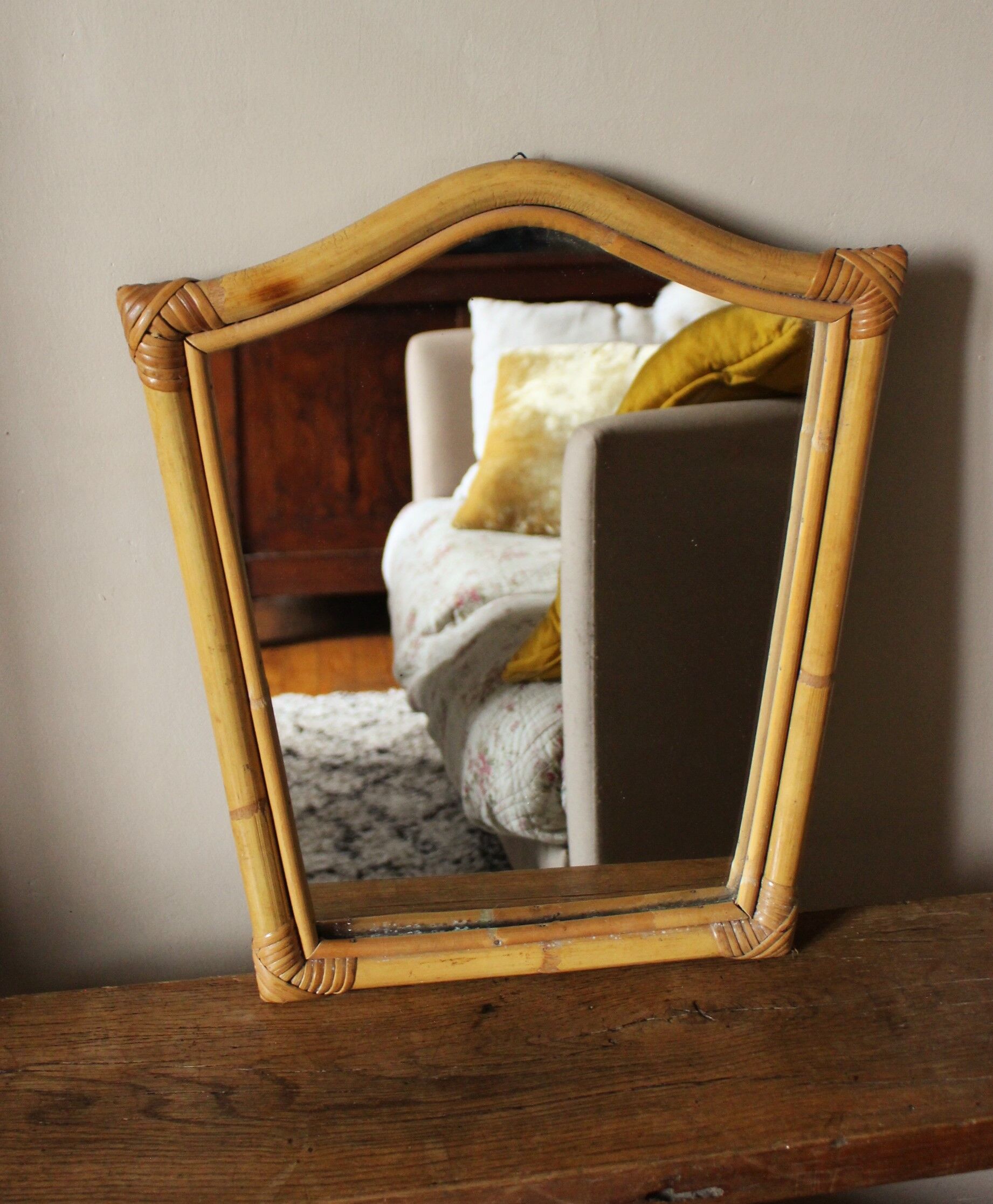 Vintage Mirror Light wood bamboo way